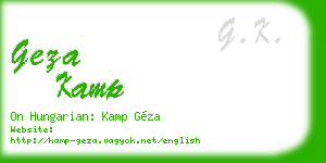 geza kamp business card